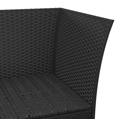 vidaXL Vrtna sedežna garnitura 4-delna z blazinami črn poli ratan