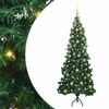 vidaXL Kotično umetno božično drevo Zelena 180 cm PVC in kovina