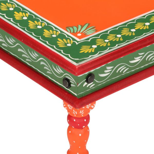 vidaXL Klubska mizica oranžna ročno poslikana trden mangov les