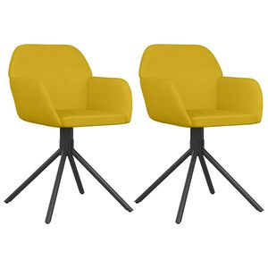 vidaXL Vrtljiv jedilni stol 2 kosa rumen žamet