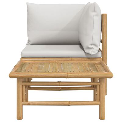 vidaXL Vrtna sedežna garnitura in svetlo sive blazine 2-delna bambus