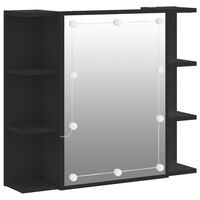 vidaXL Omarica z ogledalom in LED lučkami črna 70x16,5x60 cm