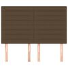vidaXL Vzglavje postelje temno rjavo 144x5x118/128 cm blago