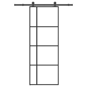 vidaXL Drsna vrata z opremo 76x205 cm ESG steklo in aluminij