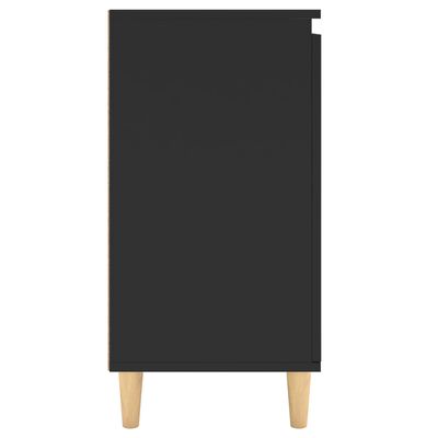 vidaXL Komoda z lesenimi nogami črna 60x35x70 cm iverna plošča