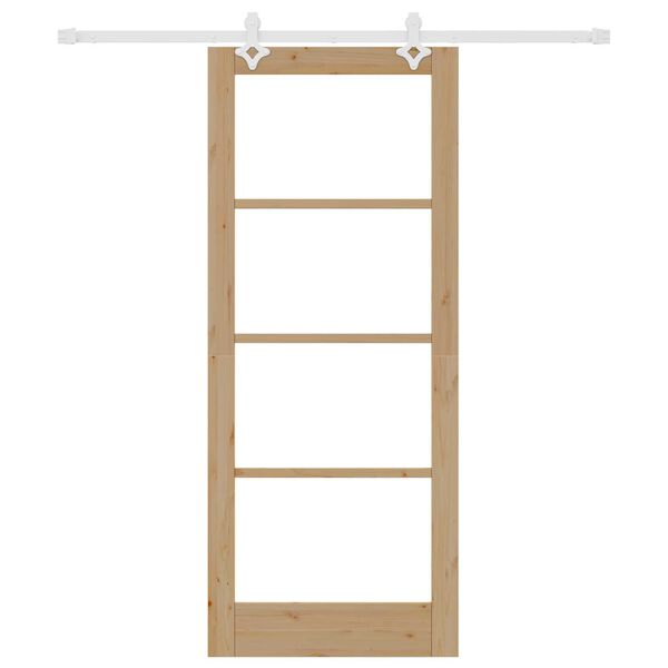 vidaXL Drsna vrata Naravna 83 x 202 cm Trden borov les in steklo