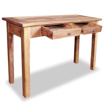vidaXL Konzolna mizica iz masivnega predelanega lesa 123x42x75 cm