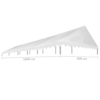vidaXL Streha za šotor za zabave 5x10 m bela 450 g/m²