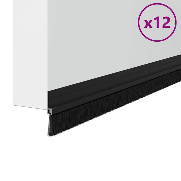 vidaXL Samolepljiva tesnila za vrata 12 pcs Črna 100 cm