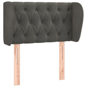vidaXL Vzglavje z u&scaron;esi temno sivo 83x23x78/88 cm žamet