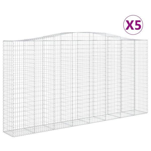 vidaXL Obokane gabion košare 5 kosa 400x50x200/220 cm pocinkano železo