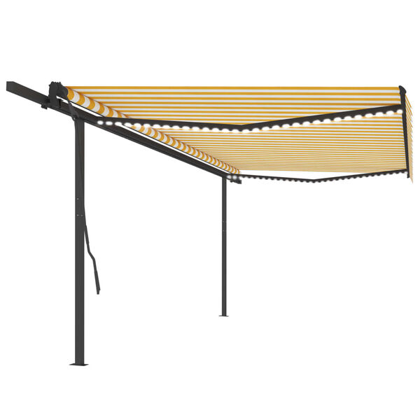 vidaXL Avtomatska tenda LED + senzor 5x3,5 m rumena in bela