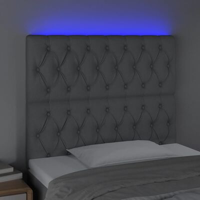 vidaXL LED posteljno vzglavje svetlo sivo 90x7x118/128 cm blago