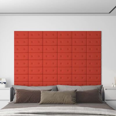 vidaXL Stenski paneli 12 kosov rdeči 30x15 cm umetno usnje 0,54 m²