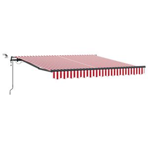 vidaXL Vlečna tenda Rdeča in bela 300 x 250 cm Poliester