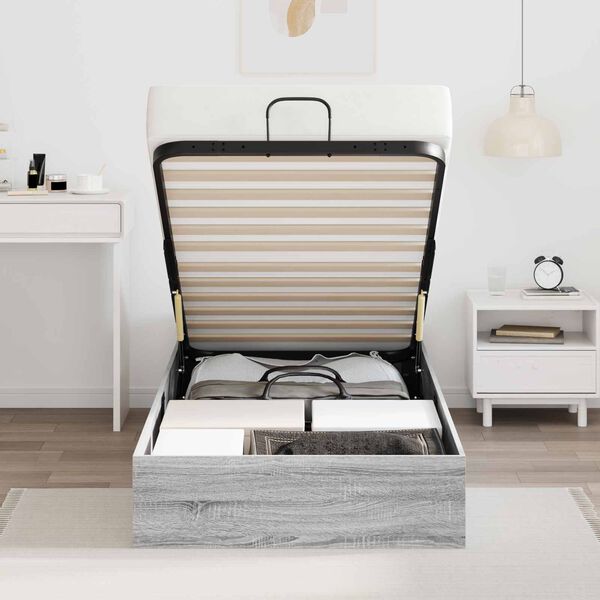 vidaXL Ottomanska postelja Siva Sonoma 193 x 120 x 25 cm Iverna plo&scaron;ča