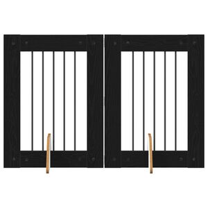 vidaXL Vrata za pse z stojali 2 pcs Črni hrast 60 x 80 cm