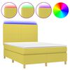 vidaXL Box spring postelja z vzmetnico LED zelena 140x200 cm blago