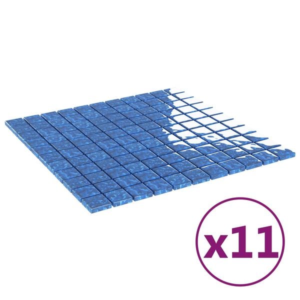 vidaXL Mozaična keramična plo&scaron;čica 11 pcs Modra 50 x 50 cm Steklo
