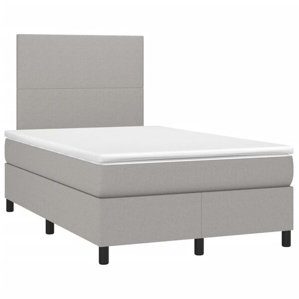 vidaXL Boxspring postelja z vzmetnico svetlo siva 120x190 cm blago