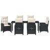vidaXL Komplet za jedilnico v vrtu z blazino 7 pcs Črna poli ratan
