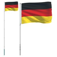 vidaXL Nemška zastava in drog 5,55 m aluminij