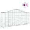 vidaXL Obokane gabion ko&scaron;are 2 kosa 200x30x80/100 cm pocinkano železo