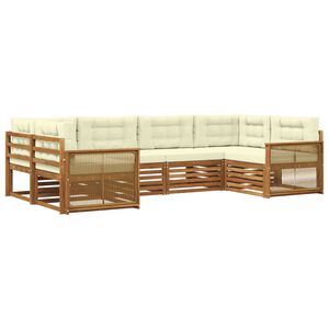 vidaXL Zunanja garnitura za sedenje z blazino 6 pcs Naravna in smetana