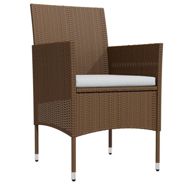 vidaXL Vrtna jedilna garnitura 7-delna z blazinami rjava in črna