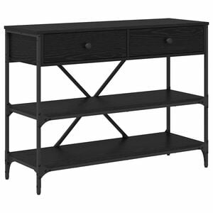 vidaXL Konzolna miza s predalom Črna Orehovina 100 x 34,5 x 75 cm les