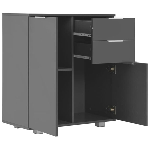 vidaXL Komoda visok sijaj siva 71x35x80 cm iverna plo&scaron;ča