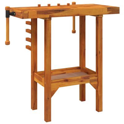vidaXL Delovna miza s primeži 92x48x83 cm trden akacijev les