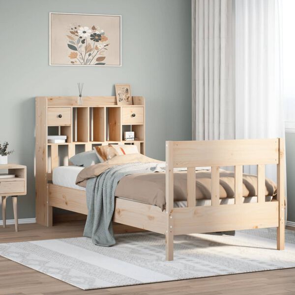 vidaXL Posteljni okvir brez vzmetnice 100x200 cm trdna borovina