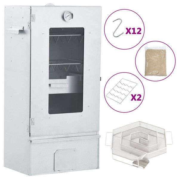 vidaXL Pečica za dimljenje z generatorjem hladnega dima pocink. jeklo