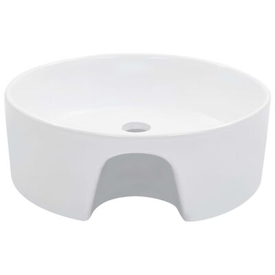 vidaXL Umivalnik z odprtino za odtekanje 36x13 cm keramičen bel