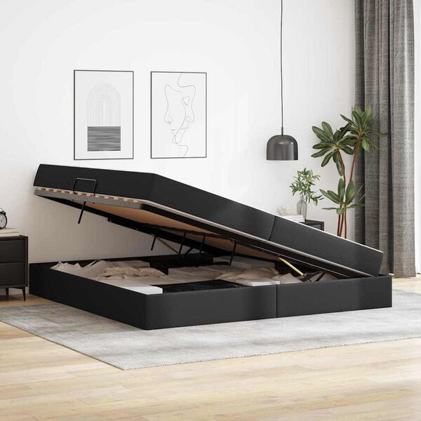 vidaXL Postelja z dodatnim prostorom za shranjevanje in vzmetnico 2 pcs