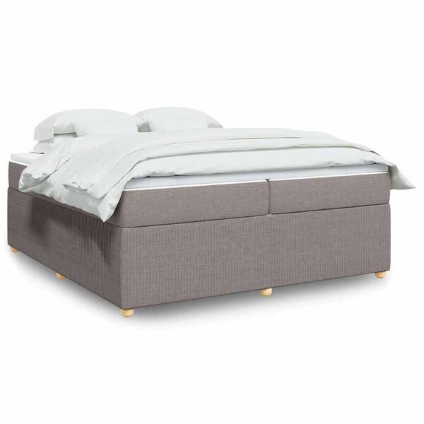 vidaXL Box spring postelja z vzmetnico taupe 200x200 cm blago