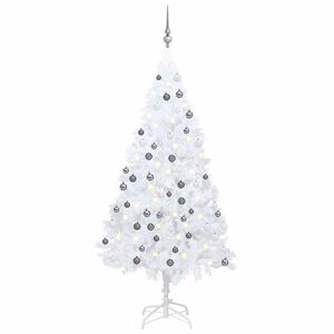 vidaXL Umetna osvetljena novoletna jelka z bunkicami bela 150 cm PVC