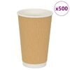 vidaXL Papirnate skodelice za kavo 500 kosov 16 oz 400 ml rjave barve