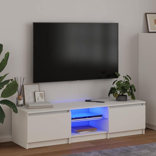 vidaXL TV omarica z LED lučkami bela 140x40x36 cm