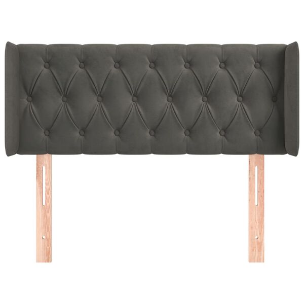 vidaXL Vzglavje z u&scaron;esi temno sivo 93x16x78/88 cm žamet