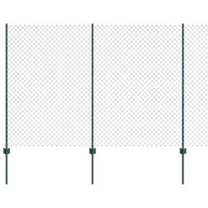 vidaXL Verižna ograja s stebrom 10 x 1,5 m Jeklo s PVC premazom Zelena