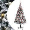 vidaXL Umestno božično drevo Bela 150 cm PVC, jeklo in plastika