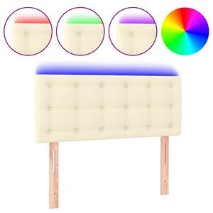 vidaXL LED posteljno vzglavje krem 90x5x78/88 cm umetno usnje