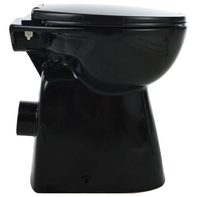 vidaXL Visoka WC školjka brez roba počasno zapiranje 7 cm višja črna