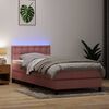 vidaXL Box spring postelja z vzmetnico LED Pink 100x220 cm Velvet