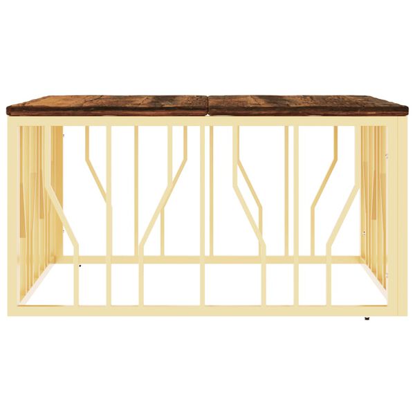 vidaXL Klubska mizica zlata nerjaveče jeklo in trden predelan les