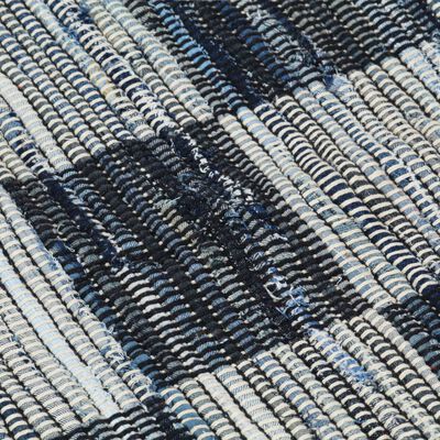 vidaXL Ročno tkana Chindi preproga iz džinsa 120x170 cm modra