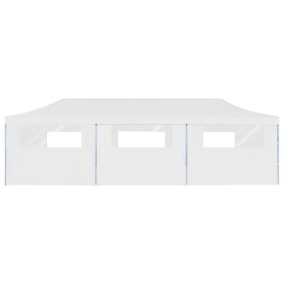 vidaXL Zložljiv pop-up šotor za zabave z 8 stranicami 3x9 m bel