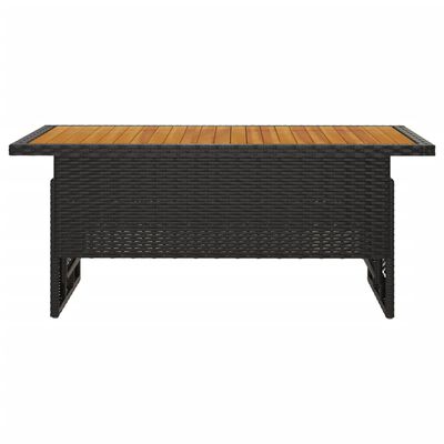 vidaXL Vrtna miza črna 100x50x43/63 cm trden akacijev les & poli ratan